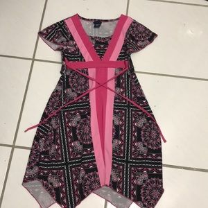 A pink and black dress